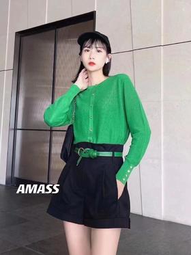 3楼阿玛施AMASS绿色针织开衫