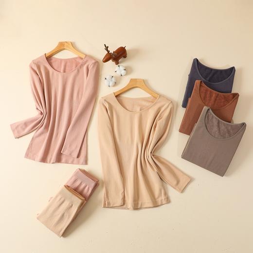 【特价】（精美盒装）女士无缝毛圈加厚聚暖圆领花边领秋衣秋裤保暖内衣套装8164/8154 商品图8