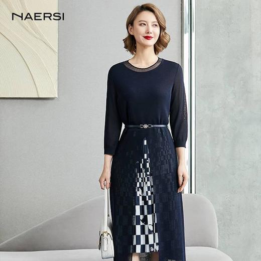 2楼NAERSI黑白格连衣裙 商品图3