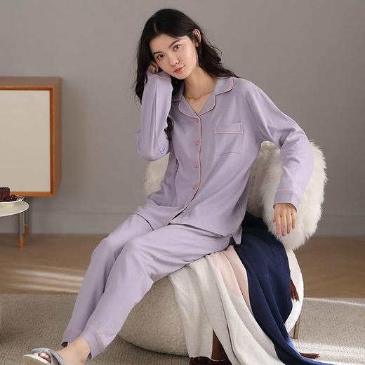 棉高档睡衣女春秋季长袖2021年新款秋冬套装休闲全棉家居服 商品图6