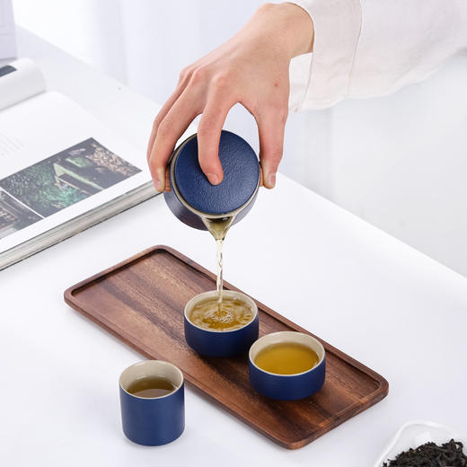 「精致力作！便携套装」粗陶快客杯旅行茶具套装便携出差泡茶一壶三杯随身简约泡茶壶餐饮用具 商品图1