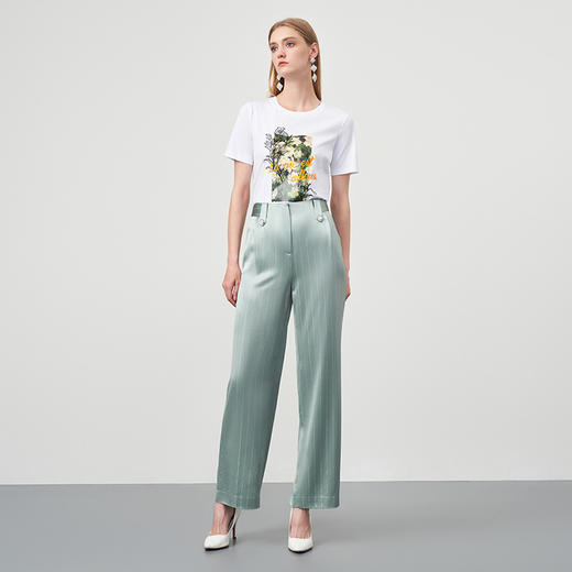 EITIE爱特爱秋季新款时尚通勤职业干练条纹显瘦长裤女6705405 商品图1