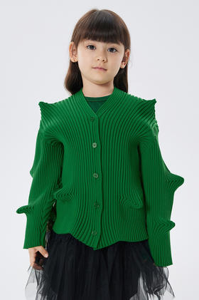 江南布衣童  22年秋款 几何捏褶短款开襟毛衫 1M8310280