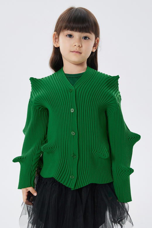 江南布衣童  22年秋款 几何捏褶短款开襟毛衫 1M8310280 商品图0