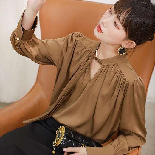 火桐hooton压褶飘带衬衫3627 商品图11