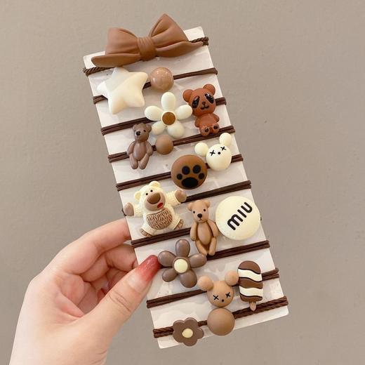 【主播推荐 1套用年】奶咖色小熊头绳新款简约气质发圈高弹力不伤发皮筋卡通头绳 商品图6