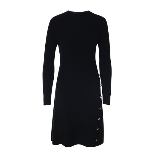 EITIE爱特爱秋季新款100%绵羊毛气质半高领黑色修身显瘦通勤针织连衣裙C2201014 商品图4