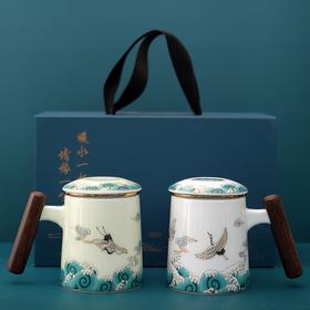 银杯子鎏银茶杯陶瓷家用茶水分离泡茶杯马克杯办公杯水杯礼品