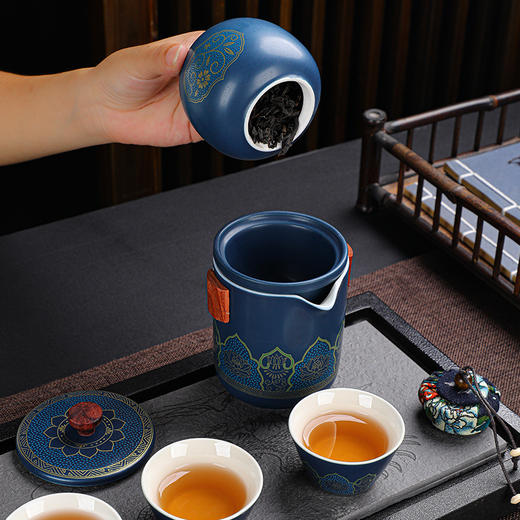「精美礼盒装！便携快客杯套装」茶具全套快客杯一壶三杯陶瓷户外便携式旅行茶具功夫茶具餐饮用具父亲节礼物 商品图2