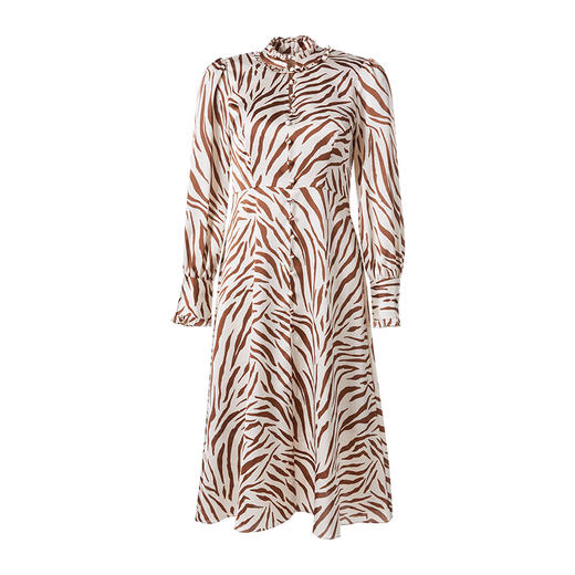 EITIE爱特爱秋季新款高腰气质优雅立领印花连衣裙6707438 商品图5