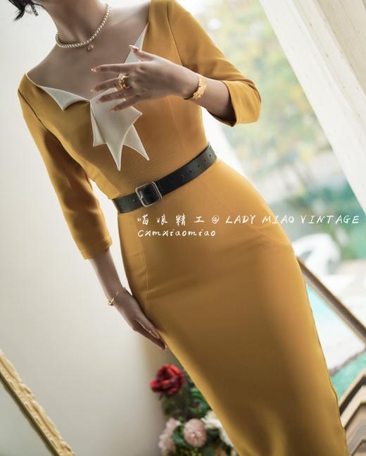 #1115【复团】喵娘精工/定制/《守日人》麦瑟尔美式50s复古vintage黄色连衣裙 商品图4