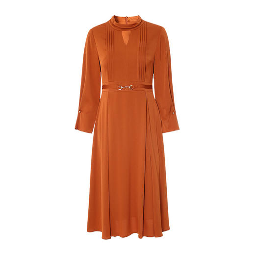 EITIE爱特爱秋季新款时尚修身百褶裙摆连衣裙立领A字裙连衣裙6707418 商品图10