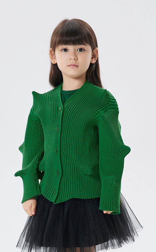 江南布衣童  22年秋款 几何捏褶短款开襟毛衫 1M8310280 商品图2