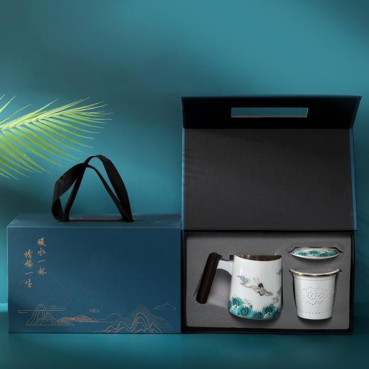 银杯子鎏银茶杯陶瓷家用茶水分离泡茶杯马克杯办公杯水杯礼品 商品图1