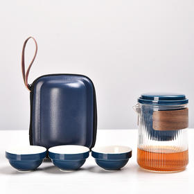 「匠心之作！数款可选」玻璃快客杯车载便携式旅行功夫茶具套装一壶四杯礼品办公随手泡