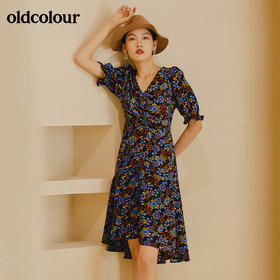oldcolour夏季商场同款碎花时尚经典中袖连衣裙女GN31102820