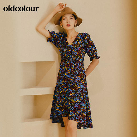 oldcolour夏季商场同款碎花时尚经典中袖连衣裙女GN31102820 商品图0