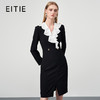 EITIE爱特爱秋季新款女装舒适V领连衣裙开叉裙摆6707404 商品缩略图0