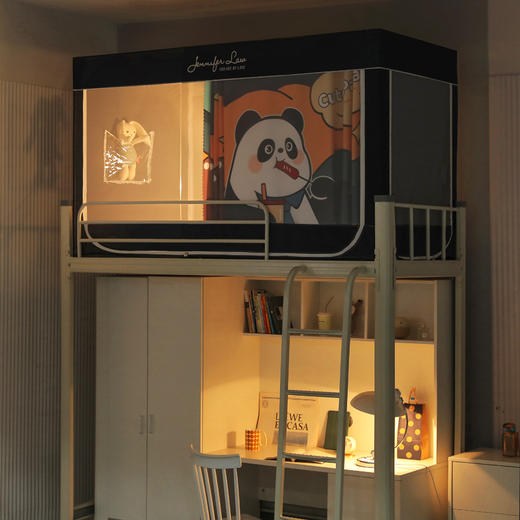 宿舍学生蚊帐数码印花强遮光床帘款三开门 商品图9