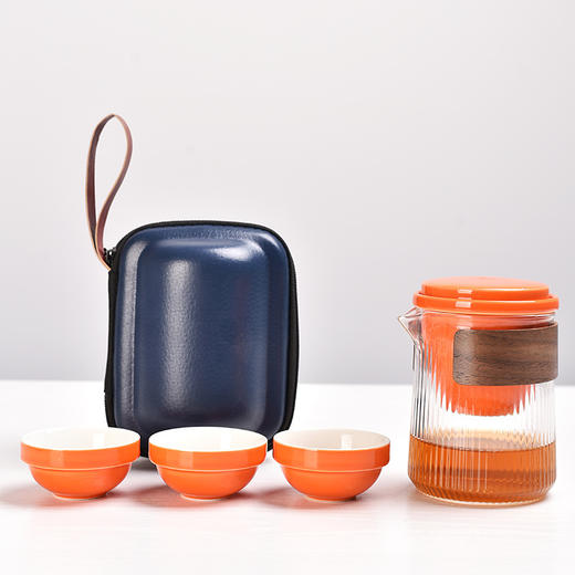 「匠心之作！数款可选」玻璃快客杯车载便携式旅行功夫茶具套装一壶四杯礼品办公随手泡 商品图1