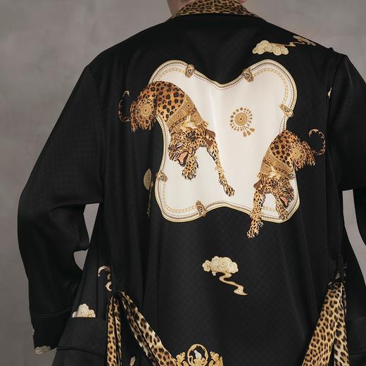 Solo seta22姆米重磅真丝睡袍男中长款桑蚕丝家居服丝绸时尚豹纹 商品图1