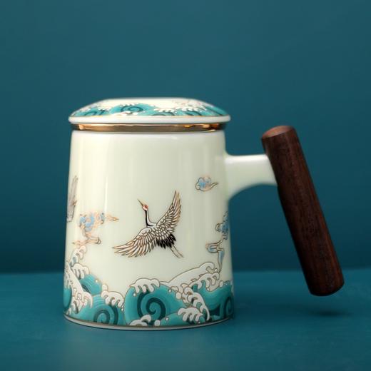 银杯子鎏银茶杯陶瓷家用茶水分离泡茶杯马克杯办公杯水杯礼品 商品图4