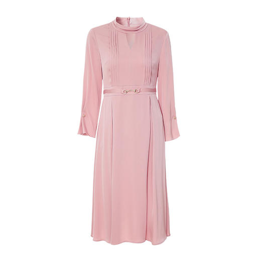 EITIE爱特爱秋季新款时尚修身百褶裙摆连衣裙立领A字裙连衣裙6707418 商品图6