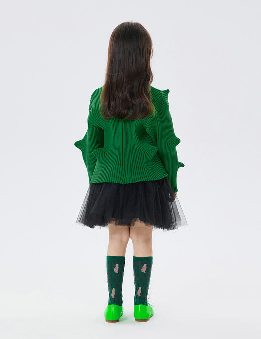 江南布衣童  22年秋款 几何捏褶短款开襟毛衫 1M8310280 商品图3