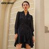 oldcolour欧珂春秋商场同款纯色收腰显瘦长袖连衣裙女GN31103819 商品缩略图1