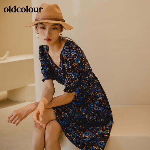 oldcolour夏季商场同款碎花时尚经典中袖连衣裙女GN31102820 商品图3