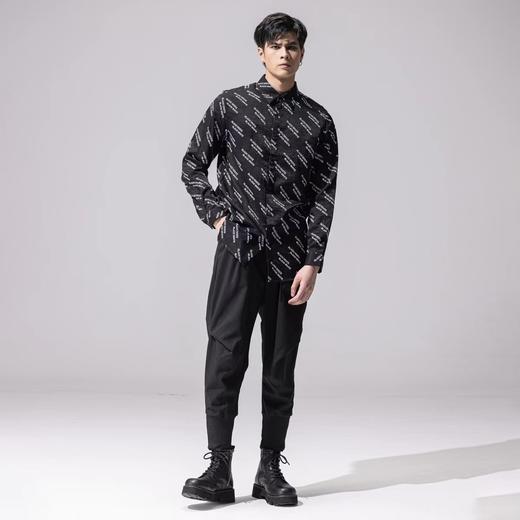 PINLI品立新款字母印花休闲长袖衬衫男士上衣B213313183 商品图2