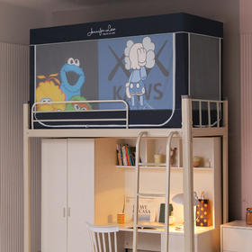 宿舍学生蚊帐数码印花强遮光床帘款三开门