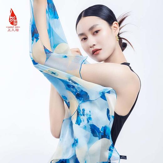SAINTJOY/上久楷夏季真丝长巾 桑蚕丝 青花春韵CJS22007 商品图10