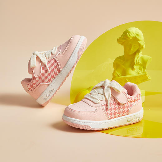 卡特兔小白鞋女童男童板鞋学步宝宝鞋秋季2022新款棋盘格子面包鞋 商品图3