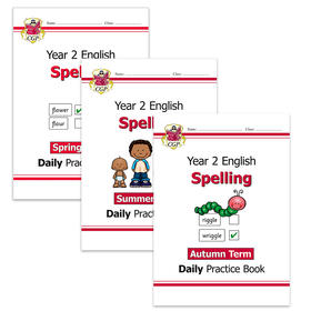 预售 英国原版 CGP 英语拼写日常练习书小学2年级3册套装 New KS1 Spelling Daily Practice 春夏秋学期 含答案