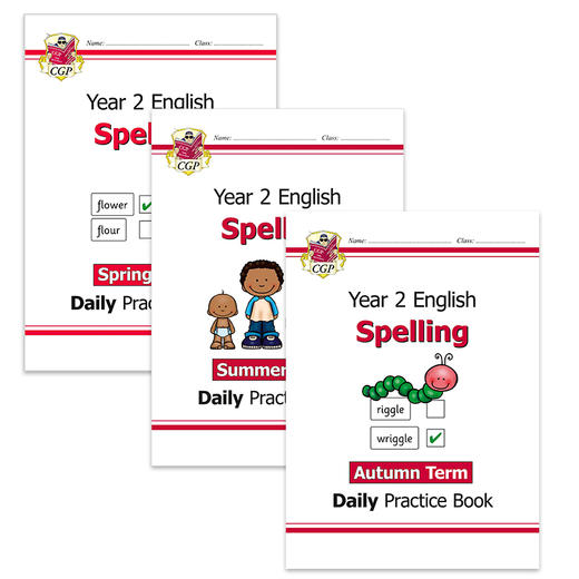 预售 英国原版 CGP 英语拼写日常练习书小学2年级3册套装 New KS1 Spelling Daily Practice 春夏秋学期 含答案 商品图0