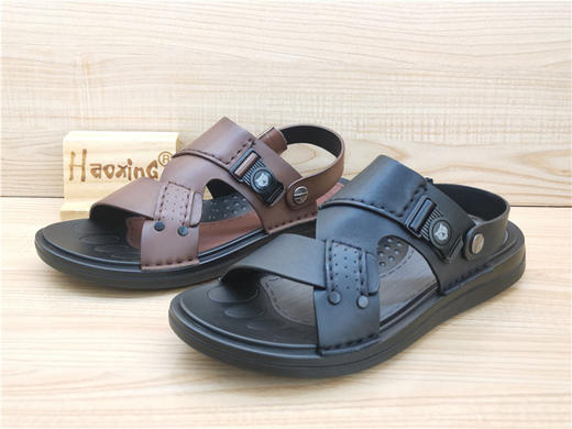 2022豪行夏季新款男鞋正品牛皮休闲舒适透气平底男凉鞋12255535 商品图1