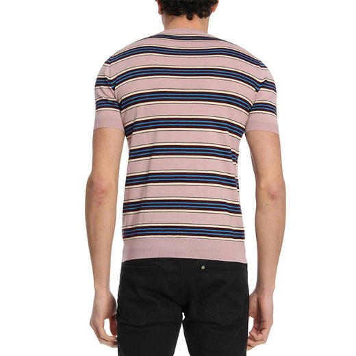 PRADA 普拉达 男士条纹圆领短袖针织衫 混色 UMA173 1D4E F0442 商品图2