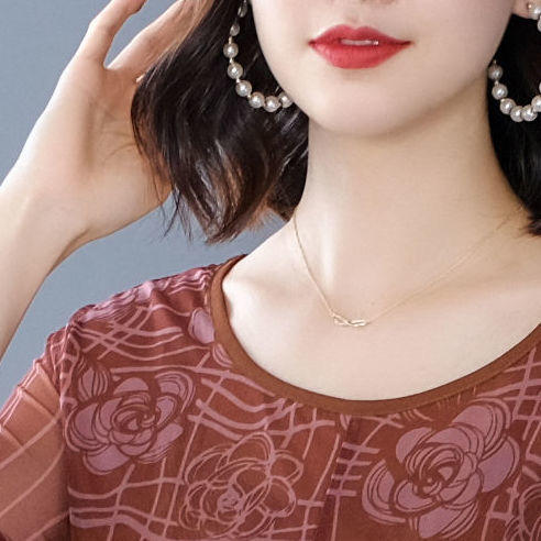 dp6002 宽松洋气中长裙子高档A字裙印花网纱连衣裙 商品图8