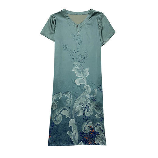 JJGY-9798夏季2022年新款时尚印花短袖大码中长裙 商品图4