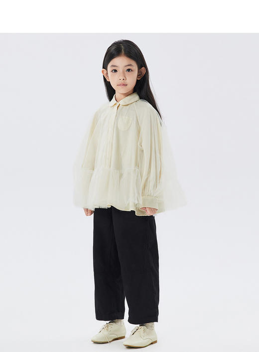 江南布衣童  22年秋款  优雅公主风网纱长袖衬衫  1M8210140 商品图7