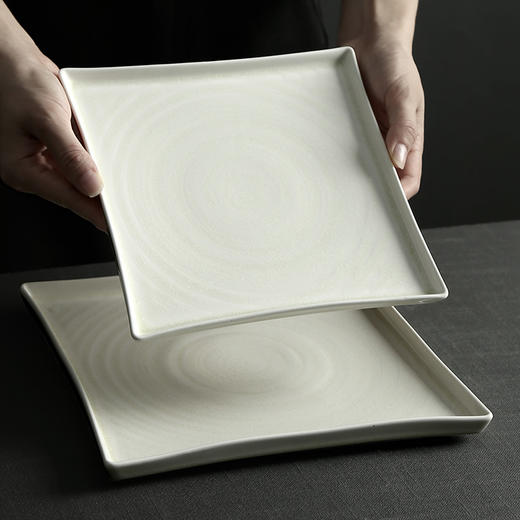 DXC北欧风正方形创意平底陶瓷盘子 简约好看家用网红陶瓷餐具菜盘 商品图4
