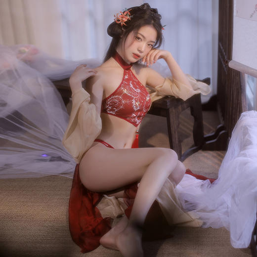 【红纱盼君】霏慕 小倩古风 绣花肚兜纱裙套装 情趣内衣 商品图10