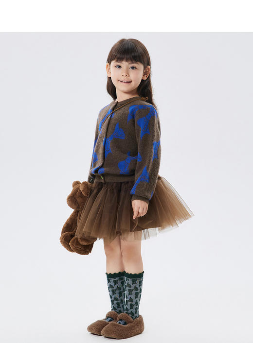 江南布衣童  22年秋款 百搭蝴蝶结可爱短款开襟毛衫  1M8310290 商品图6