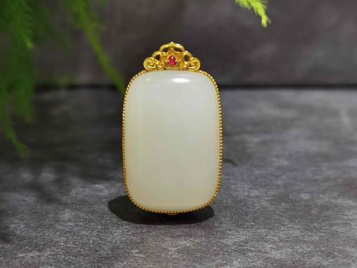【御珠宫坊】金镶羊脂白玉牌 商品图1