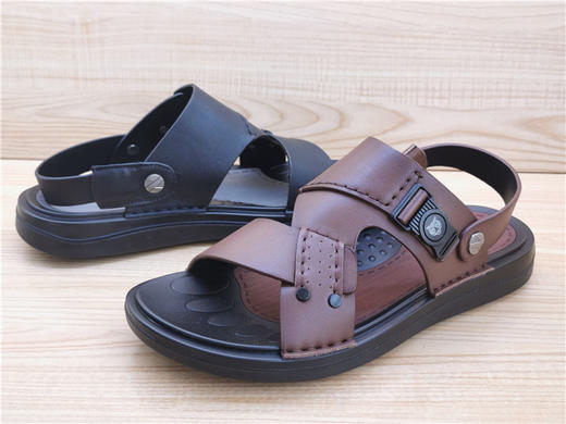 2022豪行夏季新款男鞋正品牛皮休闲舒适透气平底男凉鞋12255535 商品图2