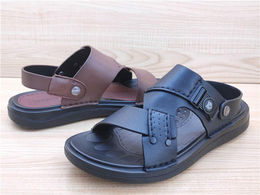 2022豪行夏季新款男鞋正品牛皮休闲舒适透气平底男凉鞋12255535 商品图3