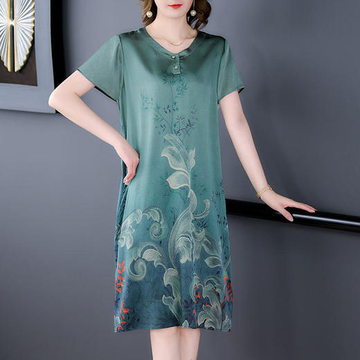 JJGY-9798夏季2022年新款时尚印花短袖大码中长裙 商品图3