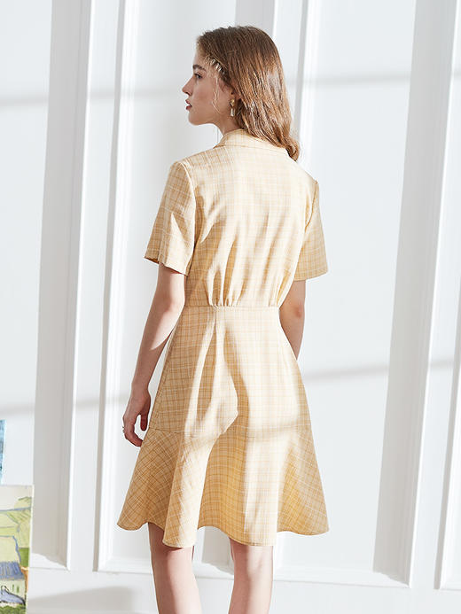 OLrain法式高级穿搭西装格子连衣裙女夏季2022时尚气质收腰裙 商品图1