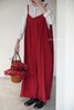 Atelier d‘antan灰/红全麻质感背带裤 商品缩略图1